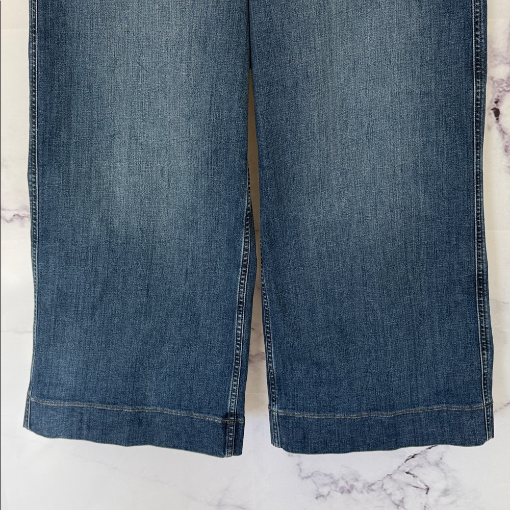SPANX® Cropped Wide Leg Jeans in Stonewashed Blue Size XL - Picture 8 of 14